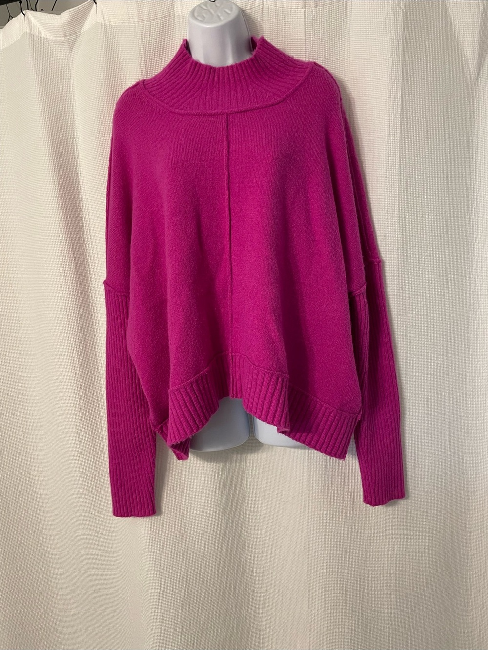 Maeve Anthropology Fuchsia Mock-Neck Oversized Sweater